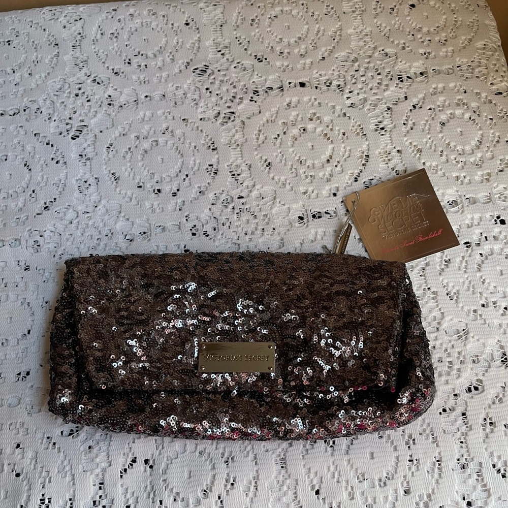 NWT Silver Sequin Clutch 10 1/2 inches wide by 5 1/2 height